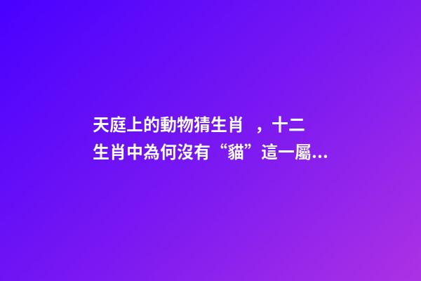 天庭上的動物猜生肖，十二生肖中為何沒有“貓”這一屬相